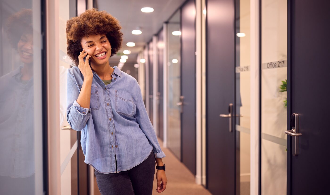 HR professional taking a call